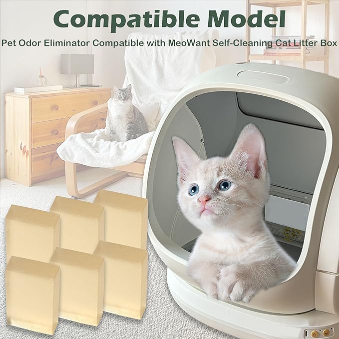 6 Pack Pet Odor Eliminator for MeoWant Automatic Cat Litter Box, Pet Odor Control Deodorant Gel for MeoWant Self-Cleaning Cat Litter Box