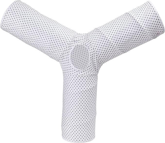 Cat Tunnel,Large Cat Tunnel for Indoor Cat, Kitten Toys Collapsible 3 Ways Play Toy, Pet Tube Hideaway Tunnel with Ball for Cats Rabbits Kittens(White Gray Dot Large)