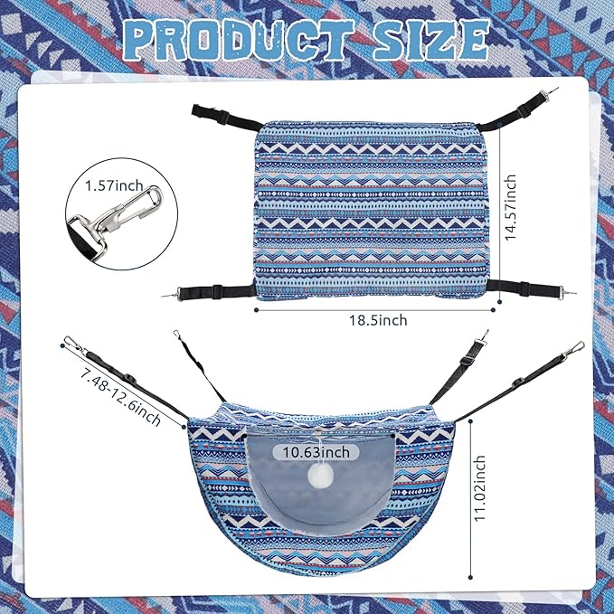 Unittype 2 Pieces Cat Cage Hammock Hanging Pet Bed Double Layer Soft Plush Hanging Pet Bed Comfortable Hammock Bed for Indoor Kitten Cats Ferret Hamster Rabbit or Small Animals, 2 Styles (Boho)