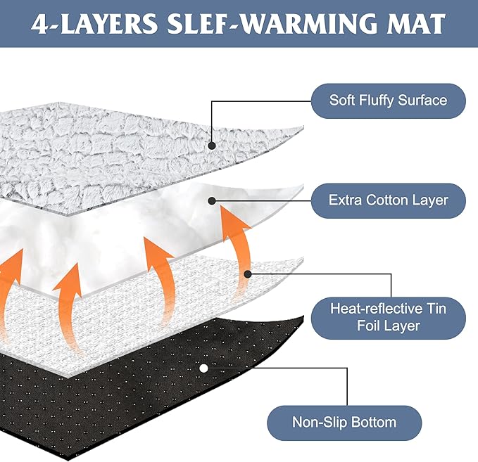 Leekalos Self Warming Cat Bed Self Heating Cat Dog Mat, Ultra Soft Extra Warm Thermal pet Pad for Indoor Outdoor Pets with Removable Cover Non-Slip Botom Washable (Grey, Small(23.6''X17.7''))