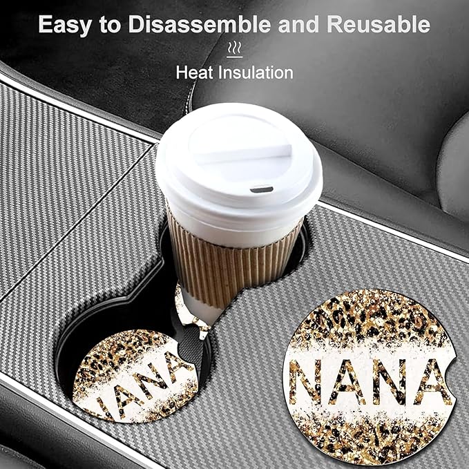 Car Coasters for Cup Holders,2 Pack Nana Gifts Car Cup Holder Coasters,Nana Gifts for Grandma Birthday Gifts for Nana from Granddaughter Grandson Grandchildren Grandkids Nana Gifts