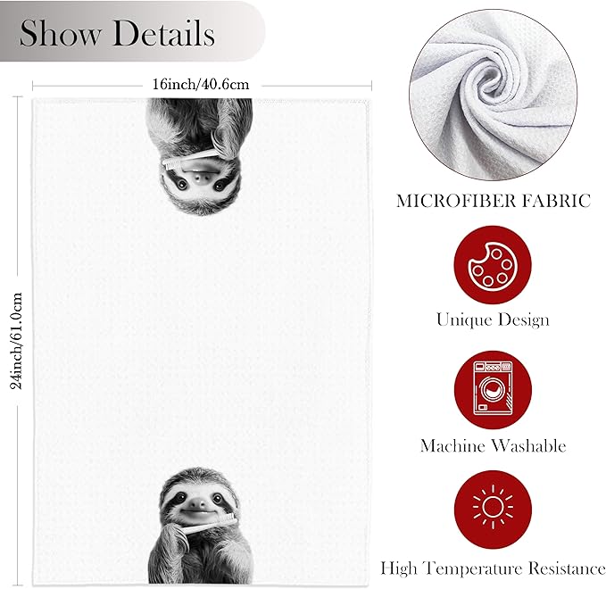 Funny Sloth Hand Towels for Bathroom, Sloths Bathroom Hand Towels, Kids Hand Towels, Sloth Bathroom Decor, Sloth Gifts for Women Sloth Lovers, 16x24 Inch