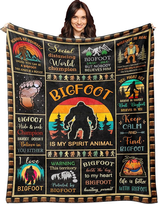 XALAZY Bigfoot Gifts Blanket 50"X60", Sasquatch Gifts, Big Foot Sasquatch Gifts for Kids, Hide and Seek Champion Throw, Funny Bigfoot Blanket