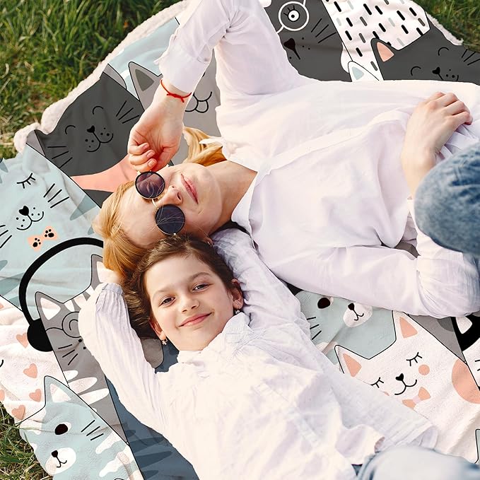 Cat Blanket Ultra Soft Flannel Merch Cat Throw Blanket Stuff Gifts for Cat Lovers for Girls Women Kids Boys Adults 80"X 60"
