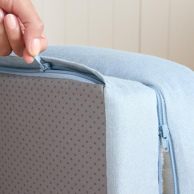 TOWN & COUNTRY EVERYDAY CuddleTown Comfy Solid Bolster Sofa Pet Bed, Supportive & Calming Egg Crate Foam, Water Repellent, Non-Slip Bottom, Machine Washable Cover, Blue, Medium 28"x23"x8"