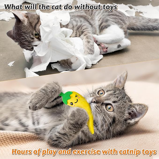 MALLMALL6 6Pcs Chili Catnip Toys for Cat, Indoor Cat Chew Bite Bunny Kick Plush Catmint Pet Toys Supplies for Cat Lover Gifts, Interactive Cat Kicker Toy Bite Resistant for Pet Presents