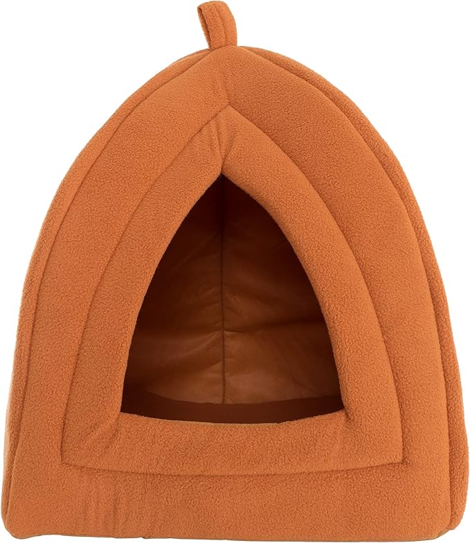 Cat House - Indoor Cat Bed with Removable Foam Cushion - Pet Tent for Kittens, Rabbits, Guinea Pigs, and Other Small Animals by PETMAKER (Brown)