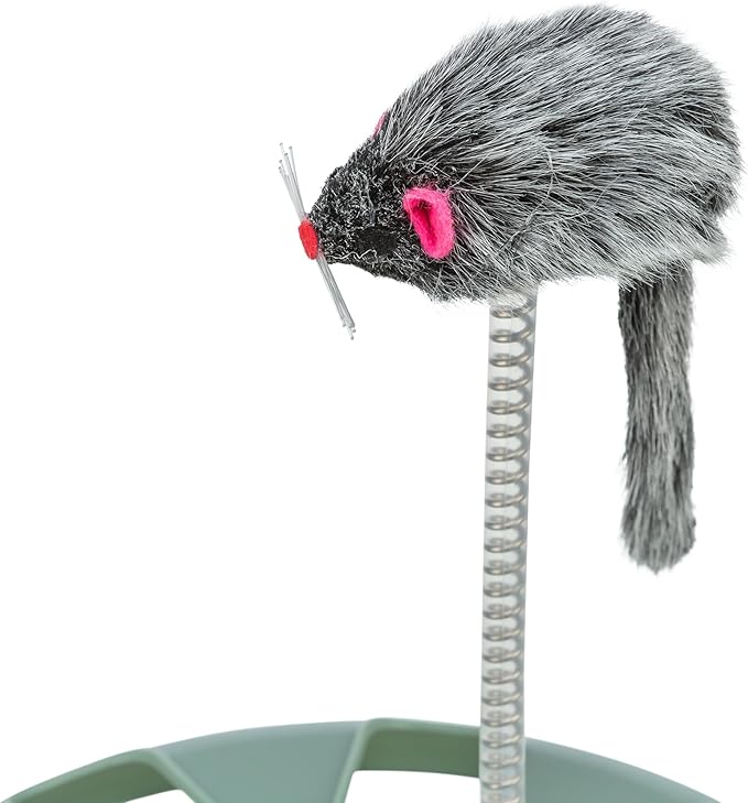 TRIXIE Crazy Circle with Plush Cat Toy on Spring, Interactive Cat Toy, Cat and Mouse Toy, Exercise Toy (Green), All Ages