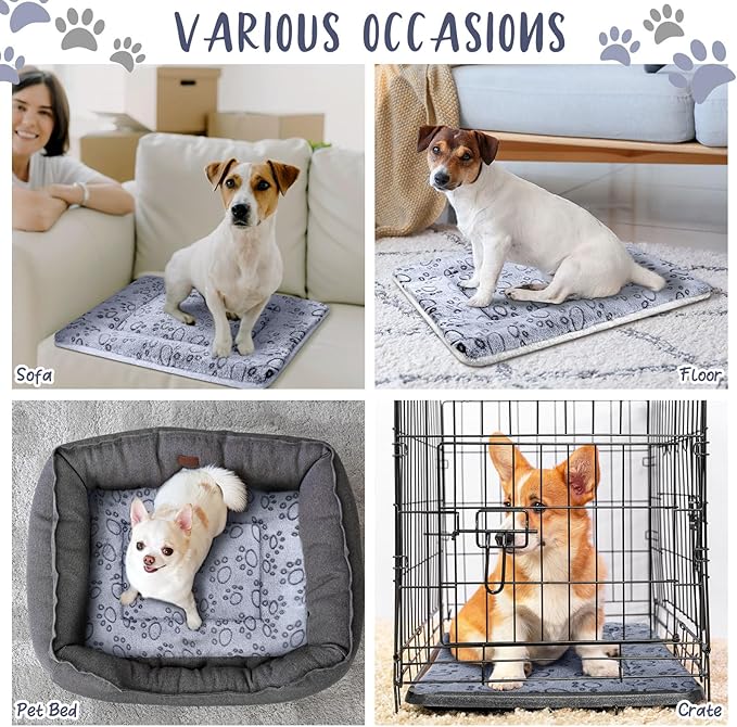 2 Pack Self Warming Cat Mat Self Heating Cat Pad Cat Bed Reversible Machine Washable Reflects Body Heat Warm Thermal Pet Pad Crate Blanket for Feral and Indoor Cat(Dog Paw,22" X 18")