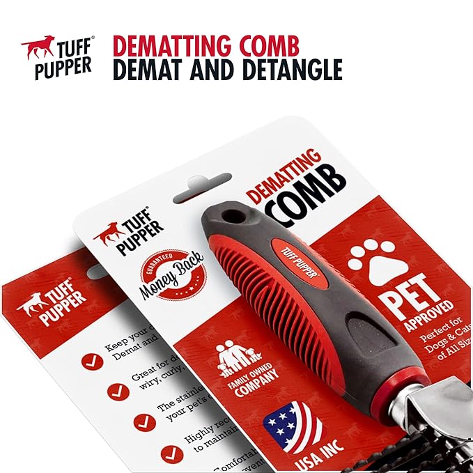 Dematting Comb For Dogs & Cats – Detangling Brush Tool For Dogs Easily & Safely Remove Dead, Matted Or Knotted Hair | Ergonomic, No-Slip Safety Handle Provides Precision Control