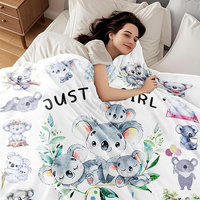 Koala Blanket Gifts for Koalas Lover Animal Koala Stuffed Soft Flannel Koalas Bear Throw Blanket Decor Bedding 50"x40"