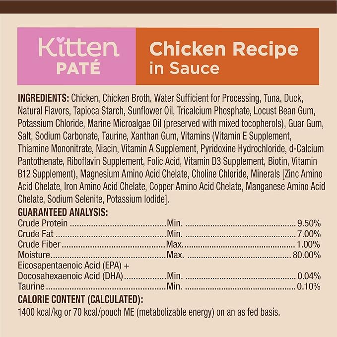Wellness CORE Tiny Tasters Wet Kitten Food, Complete & Balanced Natural Pet Food, Made with Real Meat, 1.75-Ounce Pouch, 12 Pack (Kitten, Chicken Pate)