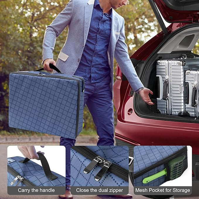 HiCaptain Portable Litter Box for Cats, Collapsible Travel Litter Box with Lid, Handle and Storage Pocket, Foldable Litter Box for Small Medium Cats Leak Proof, Waterproof, Odor Free-Blue