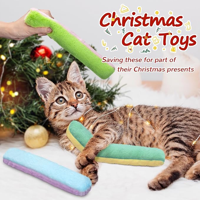 Retro Shaw Cat Toys Cat Pillows,Refillable Catnip Toys,3 Pack Crinkle Sound Cat Kicker Toy for Indoor Cats,Interactive Cat Nip Toys for Cats Kittens Kitty 10.1 Inches