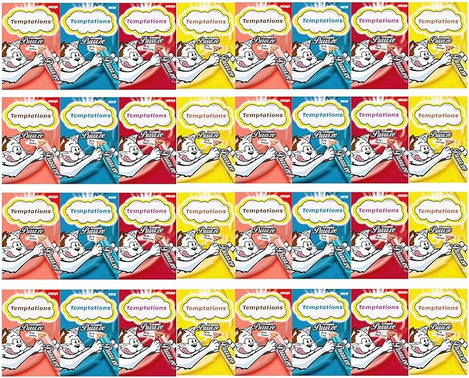 All Cat Treats Creamy Puree with 4 Different Flavours - Beef, Chicken, Salmon, Tuna - Lickable, Squeezable - 0.42 Oz Pouches, 32 Count