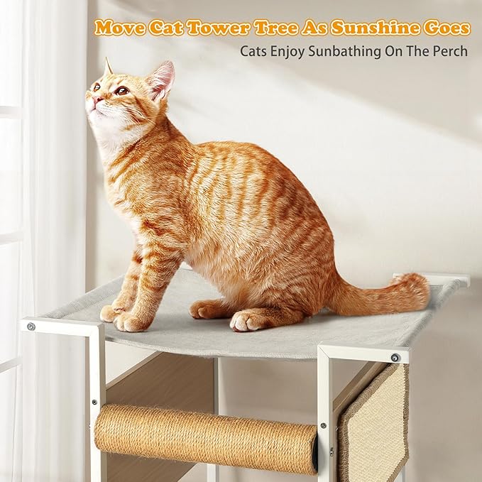 Elevated Cat Bed with Cat Scratching Post and Cat Scratcher,Cat Bed for Desk,Small Cat Tree Tower Stand,Cute Cat Condo for Kittens Medium Cats for Small Space