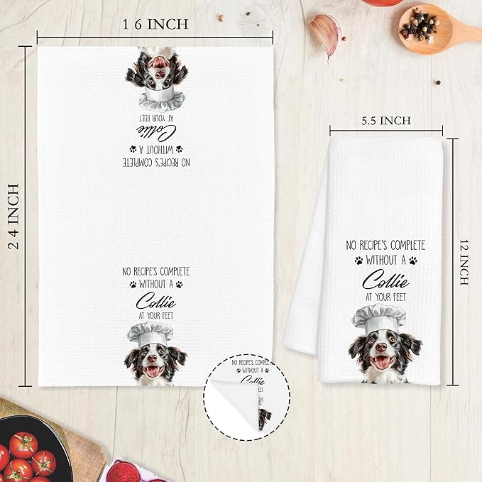 Border Collie Gifts Kitchen Towels Decorative, Border Collie Gifts for Women Dish Tea Towels for Kitchen Drying, Dog Mom Lovers Gifts Hand Towels, 16x24 Inch