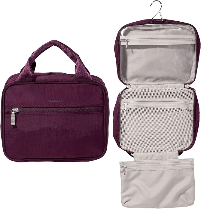 Baggallini Unisex's Hanging Travel Toiletry Kit-Lightweight 6x10 Inch Makeup Bag Toiltery