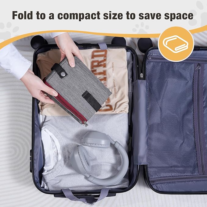 Avont Portable Travel Litter Box for Cats, Waterproof Leak-Proof Foldable Collapsible Kitty Box with Zipped Lid, Mat and Scoop, Easy to Carry Ideal for Hotels Cars -M