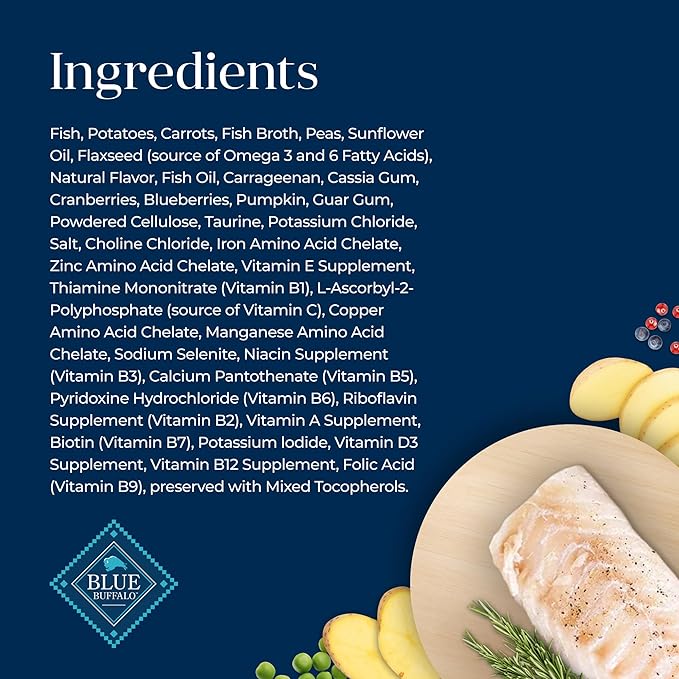 Blue Buffalo Basics Grain-Free Adult Wet Cat Food, Skin & Stomach Care, Limited Ingredient Diet, Fish Recipe, 3-oz. Can, 24 Count