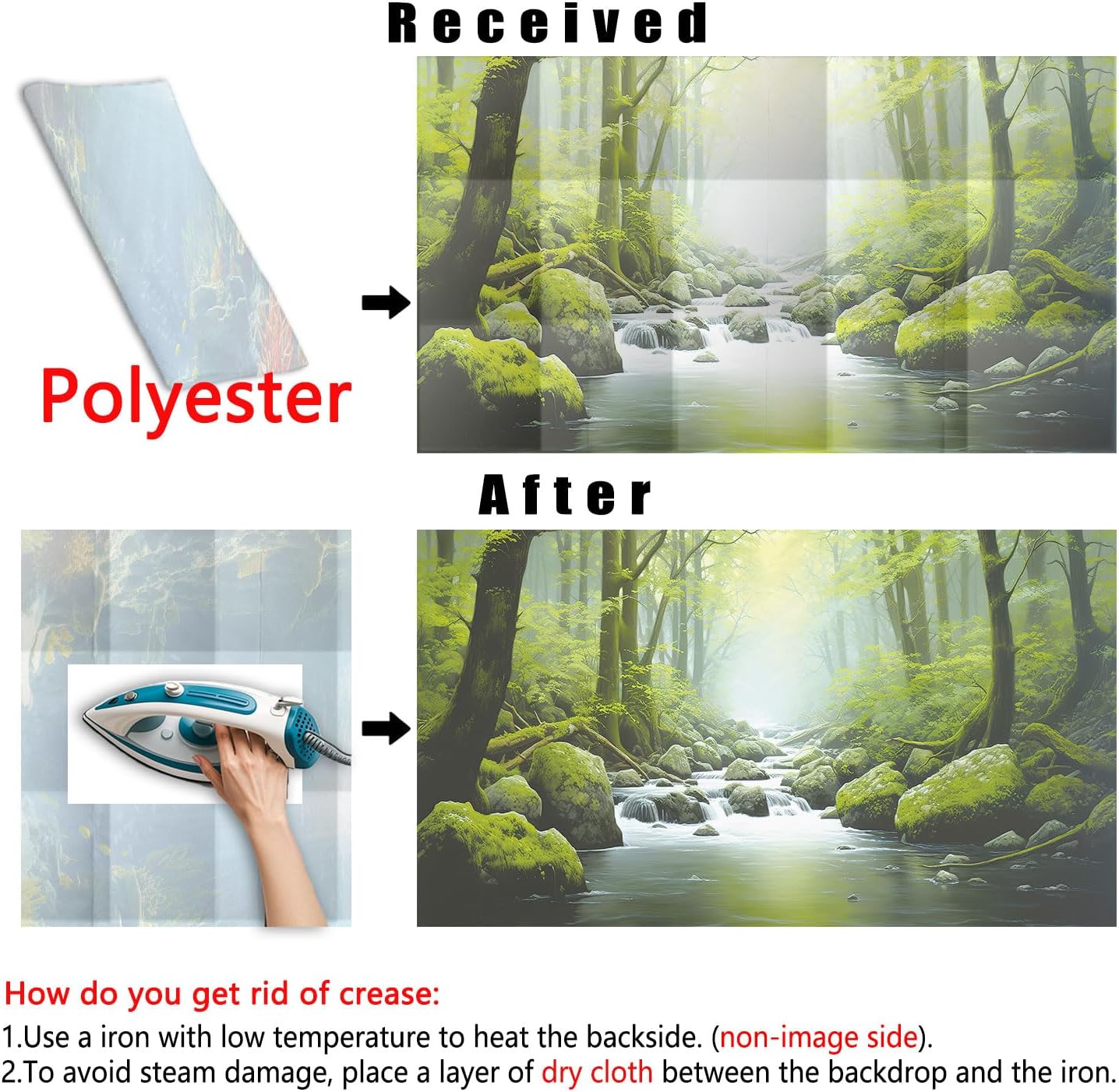 36X20IN Tropical Forest Terrarium Background, Natural Green Forest Tree Reptile Habitat Background, Misty Rainforest Aquarium Background, with 8 EVA Double-Sided Tape