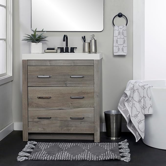 SKL Home Cat Bath Towel, White/Gray