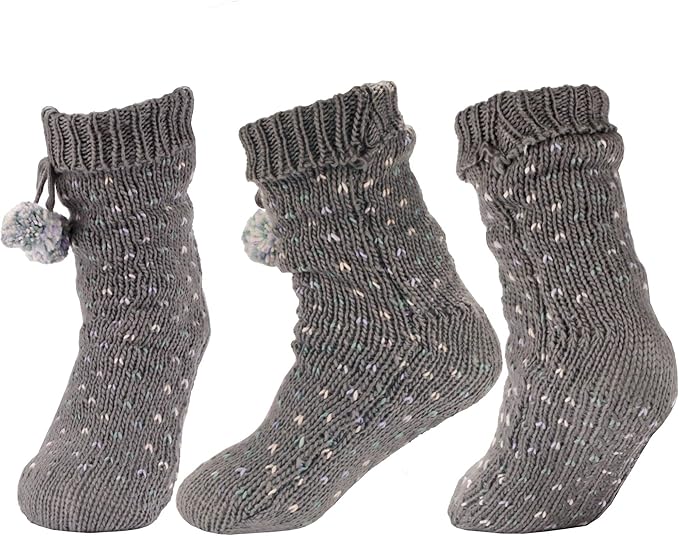 BambooMN Extra Thick Cozy Fuzzy Animal Thermal Cabin Plush Fleece-lined Knitted Crew Socks