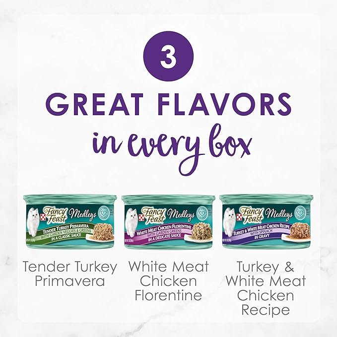 Purina Fancy Feast Medleys Poultry Collection Wet Cat Food Variety Pack - (Pack of 30) 3 oz. Cans