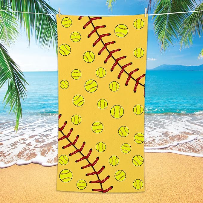 Bonsai Tree Softball Beach Towel, Yellow Microfiber Bath Towel for Women, Sand Free Quick Dry Travel Towels Softball for Women Yoga Sports Adults 30" X 60"