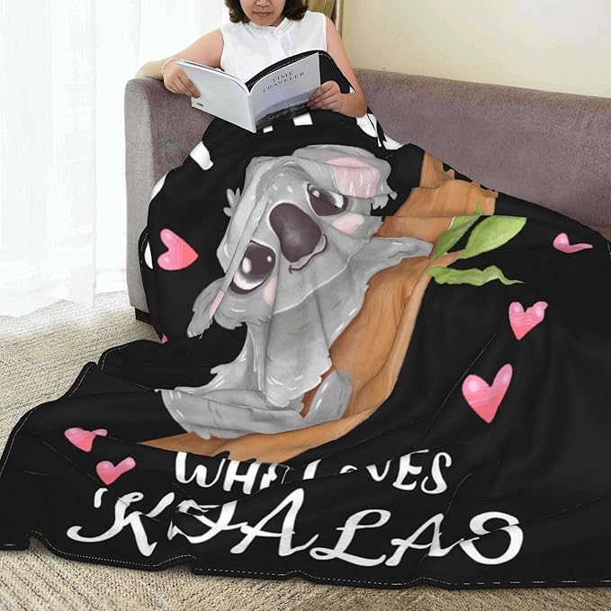 Koala Blanket Ultra Soft Flannel Throw Blanket Just a Girl Who Loves Koalas Blankets for Kids Adults Women Gifts 50"X 40"