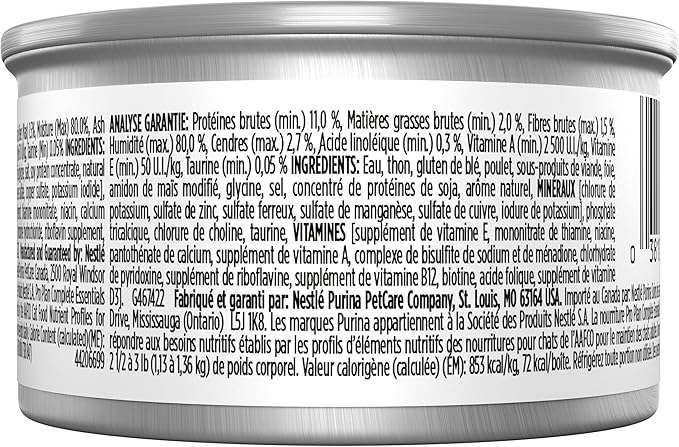 Purina Pro Plan High Protein Wet Cat Food, Complete Essentials Tuna Entree in Sauce - 3 oz. Pull-Top Can - (Pack of 24) 3 oz. Pull-Top Cans