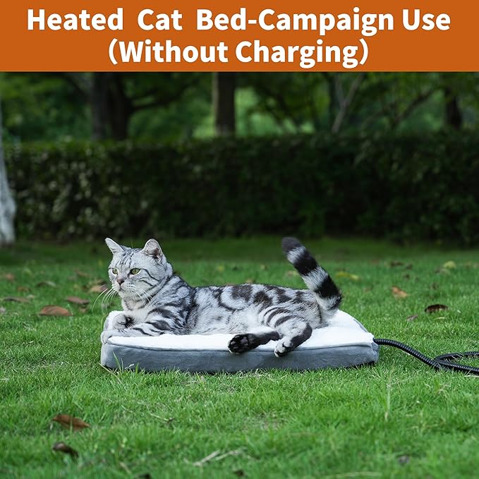 Heated Cat Bed for Cats, Cat Heating Cat for Outdoor or Indoor, Orthopedic Foam Heated Cat Bed for, Waterproof Cat Heating Cat,Auto Temperature Control,(White, 20 * 16 * 1.5 inch)