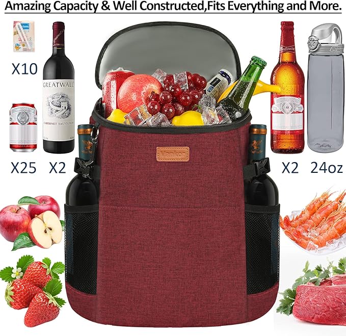 Camping Cooler Backpack 30 Cans, Soft Backpack Coolers Insulated Leak Proof Travel Cooler Bag Waterproof Lunch Picnic Beach Work Trip Thermal Bag Drink Beverage Beer Bag Cooler