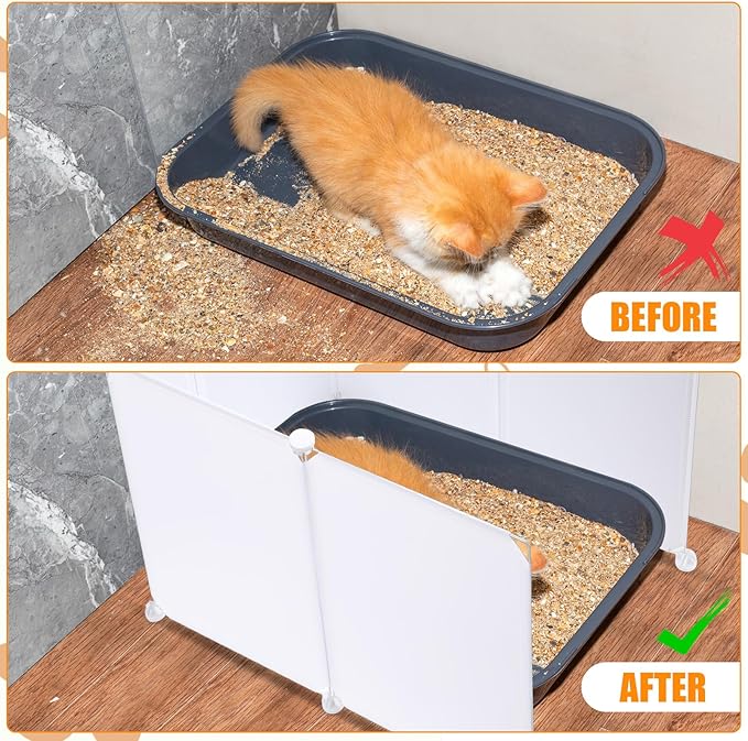 Barydat 3 Set Cat Litter Box Enclosure Splash Guard Extra Large 27.6 x 20.5 Inch Pet Litter Pan Pee Shields Easy Clean High Wall Litter Box Enclosure for Cat Litter Box Stainless Steel Litter Box