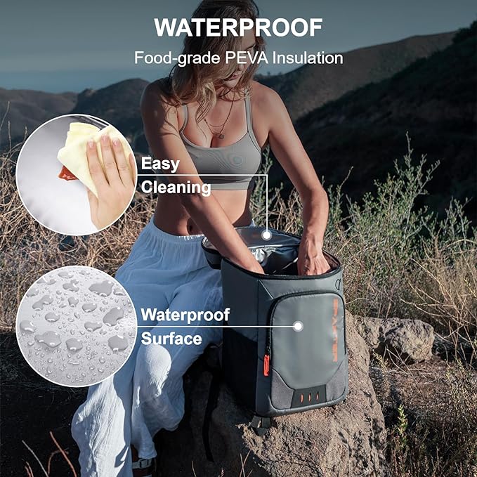 Backpack Cooler Insulated Leak Proof 30/45 Cans, 2 Insulated Compartments Thermal Bag, Portable Lightweight Beach Travel Camping Lunch Backpack for Men and Women