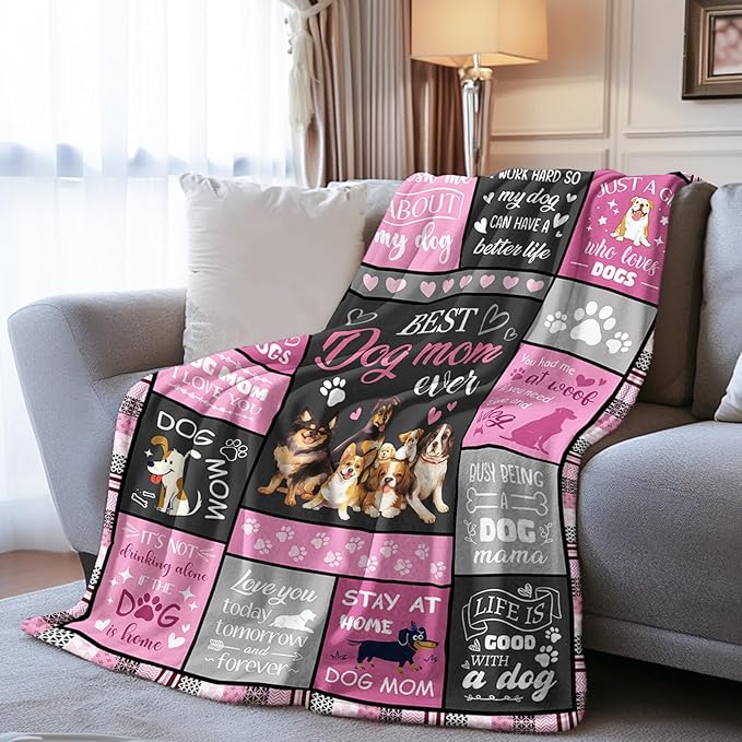 Dog Mom Gifts for Women Blanket, from Dogs, Birthday Present for Women, Dog Lover Gift, Mom Gifts from Daughters, 50"X60"