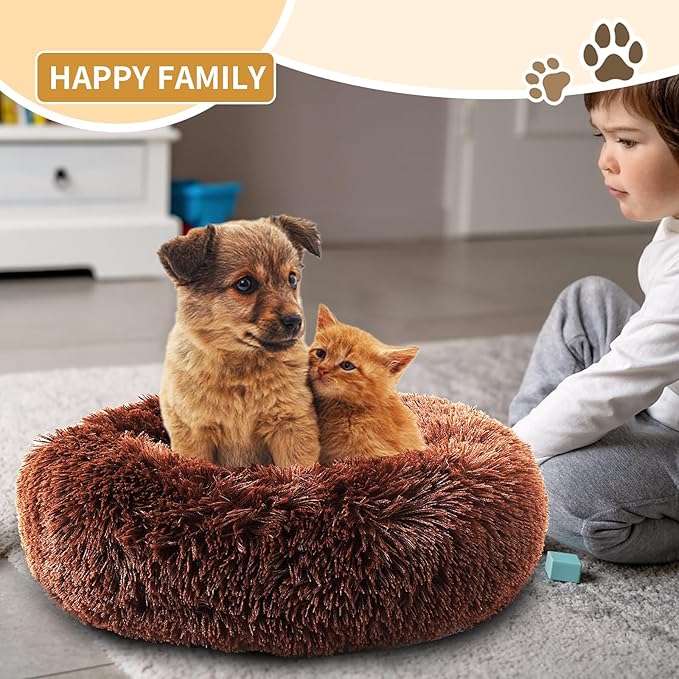 Dog Bed Comfiest Indoor Calming Waterproof Bedding Washable Fluffy Chew Proof Self Warming Cozy for Small Pets at Home