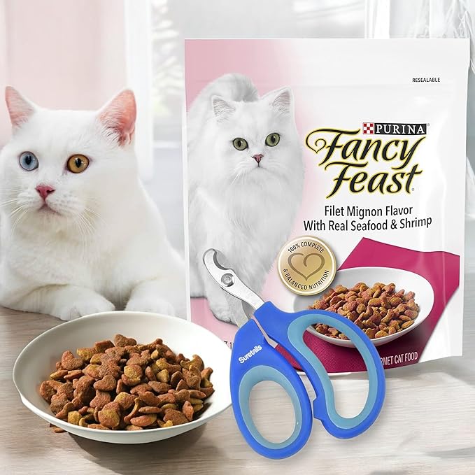 Gourmet Filet Mignon Flavor with Seafood & Shrimp, 16 Oz - Crunchy Dry Cat Food, Complete Nutrition, Shrimp Food Dental Health - Bundle with Suretails Pet Nail Clipper Cat Dry Food [Pack of 2]