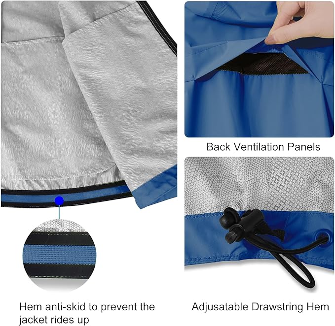 baleaf Men's Rain Jacket Waterproof Windbreaker Running Cycling Golf Hiking Gear Hood Lightweight Reflective Packable