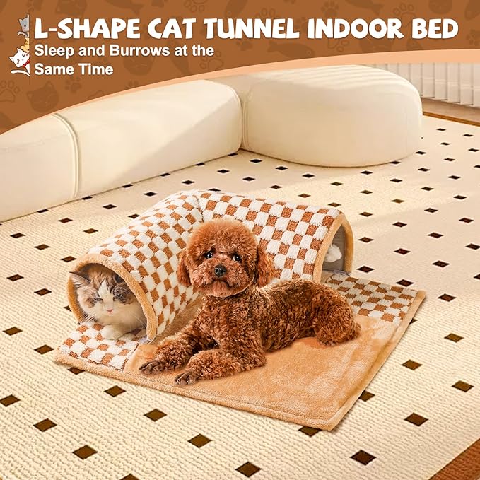 Marchul Cat Tunnel Bed for Indoor Cats, 2 in 1 Cat Bed and Tunnel Cat Toys, 62cm(24.5in) Cat Tunnel, with 3D Rebound Foam, Detachable & Washable Pet Bed and Play Tunnel, Non-Slip Bottom