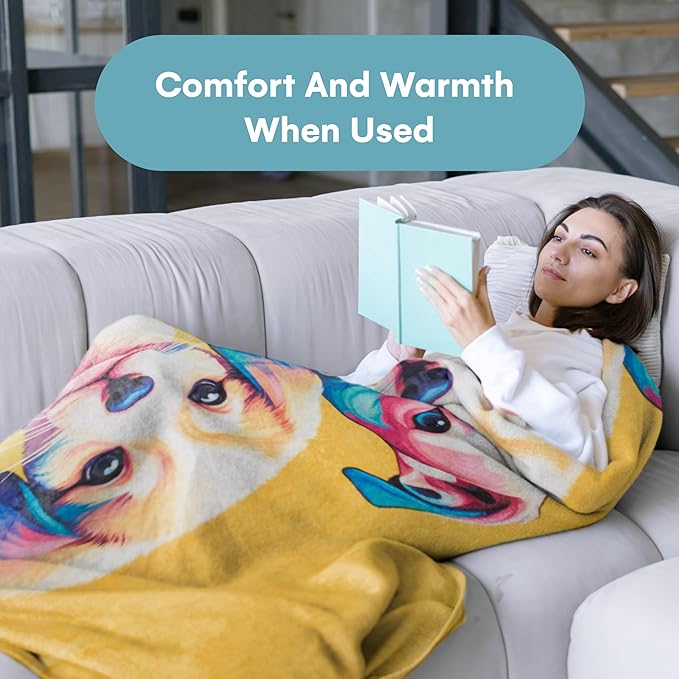 Dawhud Direct Pitbull Puppy Fleece Blanket - Soft Plush, Cozy Throw for Kids and Adults, Colorful Dog Blanket with Pitbull Puppy Print, Ideal for Beds, Couches, and Travel - 60 x 50 Inches, Yellow