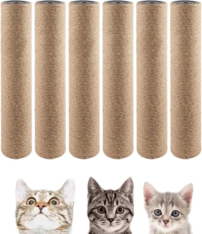 BNOSDM 15" x 2.75" M8 6 Pack Cat Tree Scratching Post Replacement Parts for Indoor Cats Tower Rope Scratch Poles Refill Sisal Pole Part for Refurbishment Accessories Spare Green