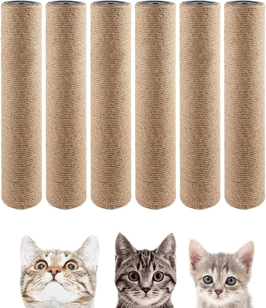 BNOSDM 15" x 2.75" M8 6 Pack Cat Tree Scratching Post Replacement Parts for Indoor Cats Tower Rope Scratch Poles Refill Sisal Pole Part for Refurbishment Accessories Spare Green