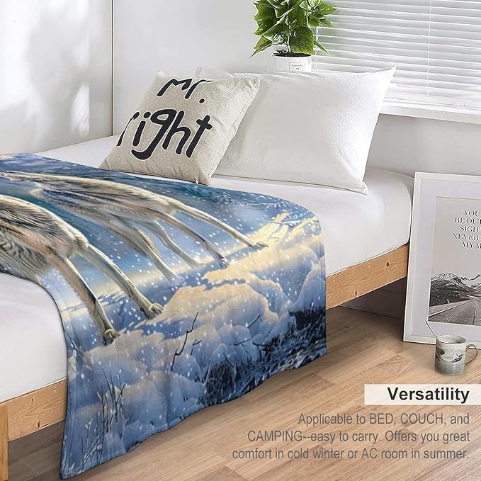 Wolf Aurora Borealis Blanket - Gifts for Girls, Boys, Women, Kids, Wolf Lovers - Soft Warm Fleece Flannel Plush Throw for Bed, Sofa, Couch - 40"x50"