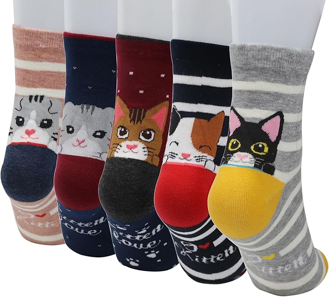 Bestjybt Women's Cat & Dog Socks - Cute Animal Socks for Holidays & Gifts