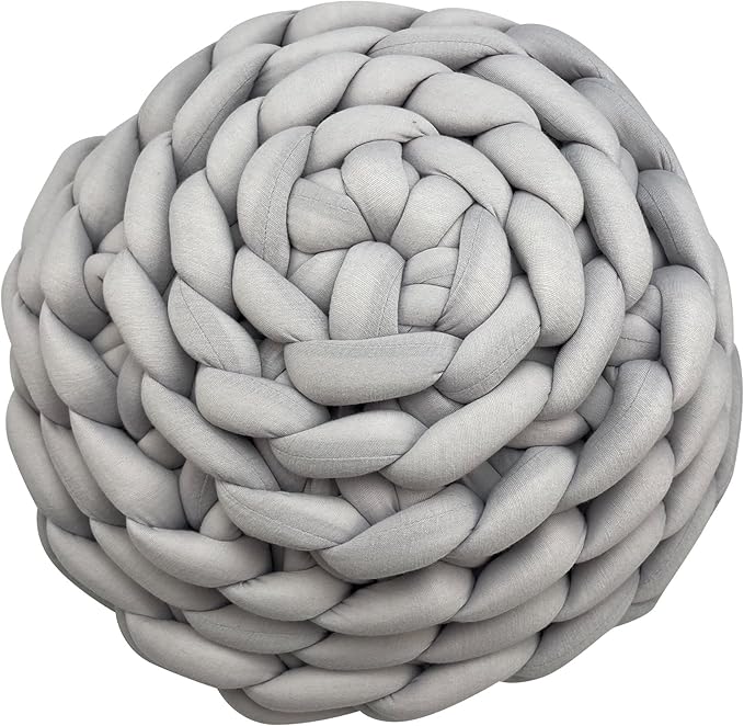 Happycare Textiles Luxurious Chunky Crochet Comfort Round Cat Bed, 20" Grey