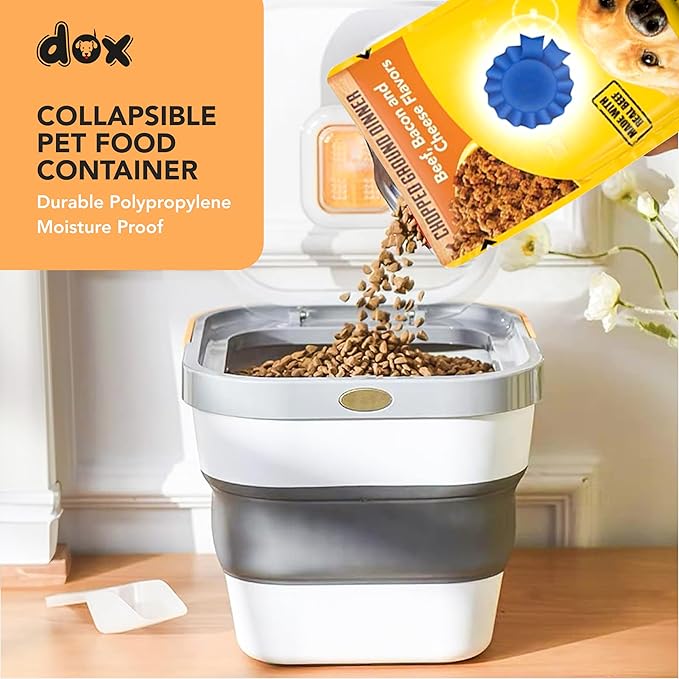 DDOXX Collapsible Dog Food Container - Durable Polypropylene with Clear Window & Sunken Lid - Ideal for Dogs and Cats Canned Food -Dog Food Bin - Mositure Free Pet Food Storage