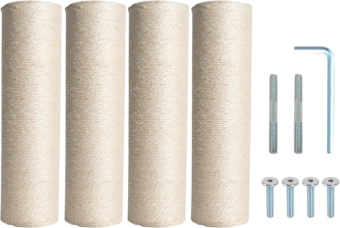 Dimaka Cat Scratching Post Replacement Pole, Cardboard and Sisal(Beige-4 Posts, 7.9 in / 20 cm)