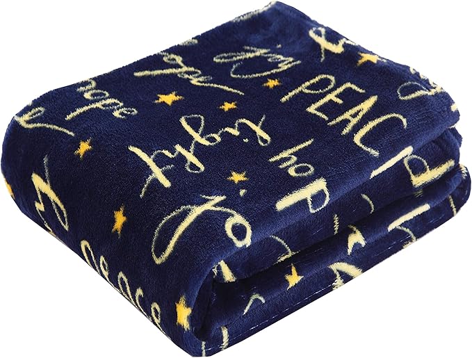 Elegant Comfort Velvet Touch Ultra Plush Christmas Holiday Printed Fleece Throw/Blanket-50 x 60inch, (Peace and Joy), 50 x 60 inch