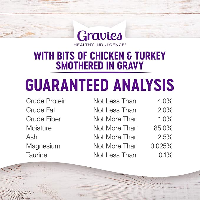 Wellness Healthy Indulgence Gravies Grain-Free Wet Cat Food, Made with Natural Ingredients and Quality Proteins, Complete and Balanced Meal, 3 oz Pouches (Chicken & Turkey in Gravy, 24 Pack)